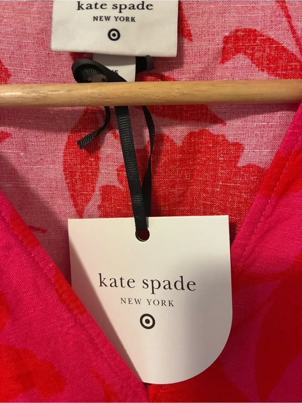 kate spade New York x Target Pink and Red Floral V-Neck Drawstring Dress